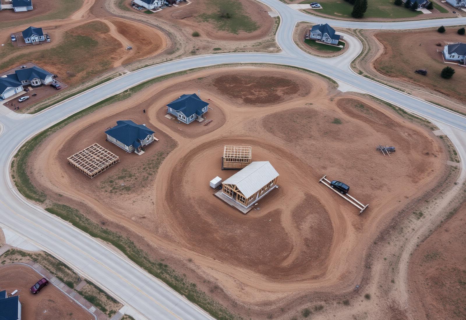 Aerial view of a new residential subdivision